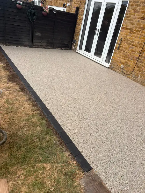 Resin bound patio outside French doors
