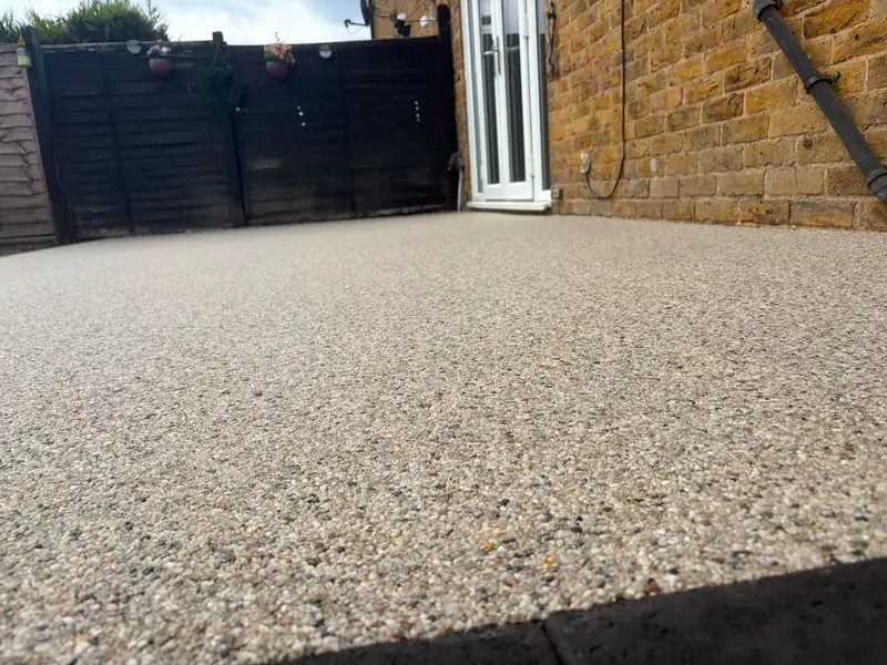 Close-up of a resin bound patio surface