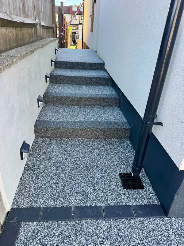 Resin bound steps in a side passage