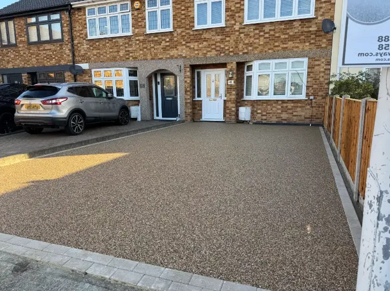 kent resin driveways brown resin driveway terraced houses