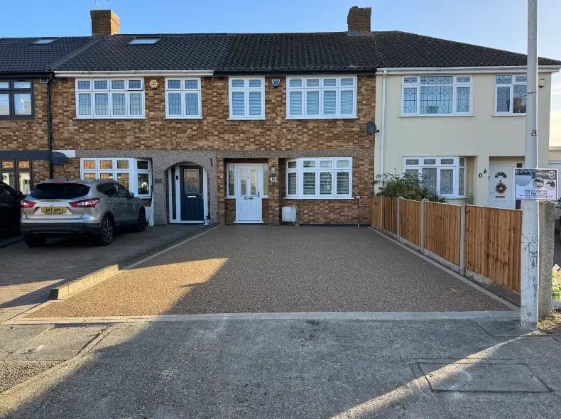 kent resin driveways brown resin driveway wide street view
