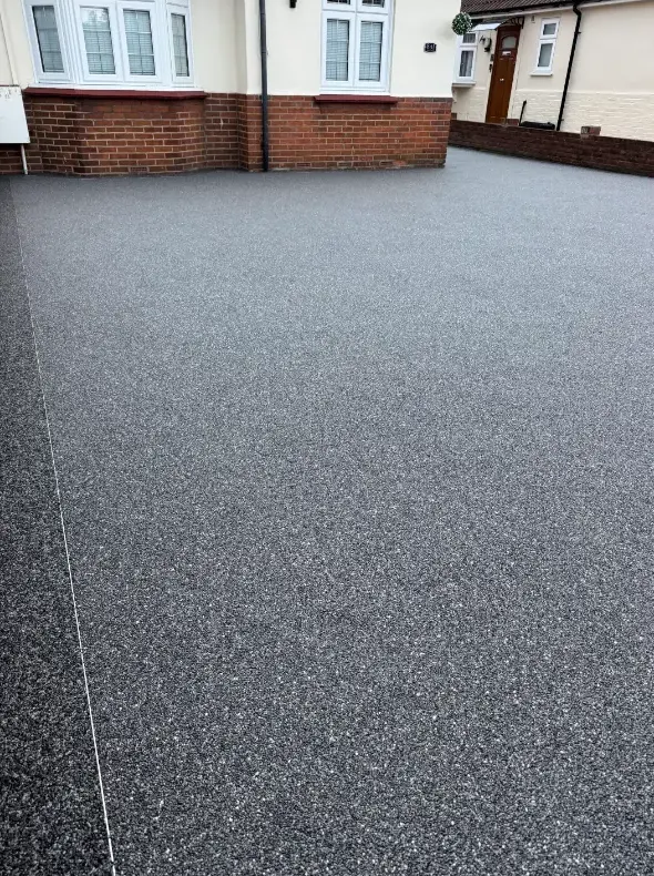kent resin driveways grey resin driveway closeup high angle