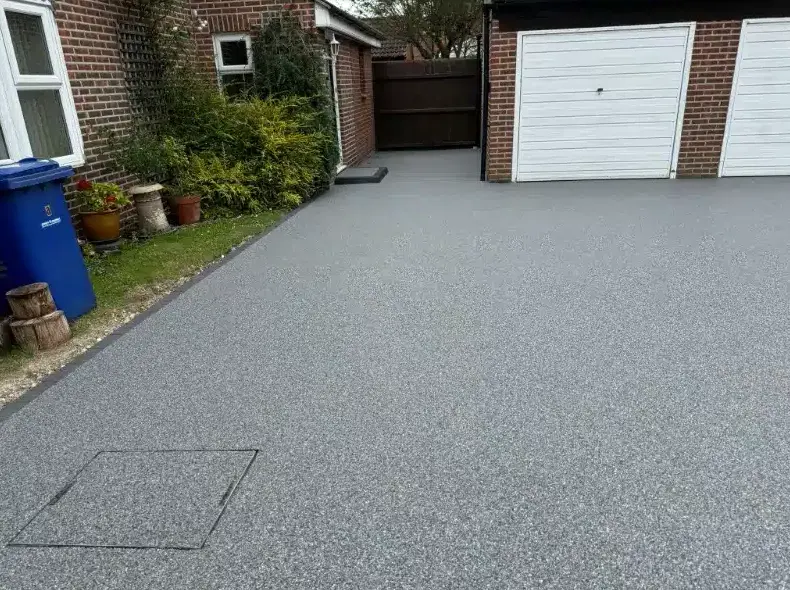 kent resin driveways grey resin driveway double white garage