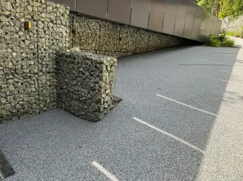 kent resin driveways grey resin driveway gabion parking area