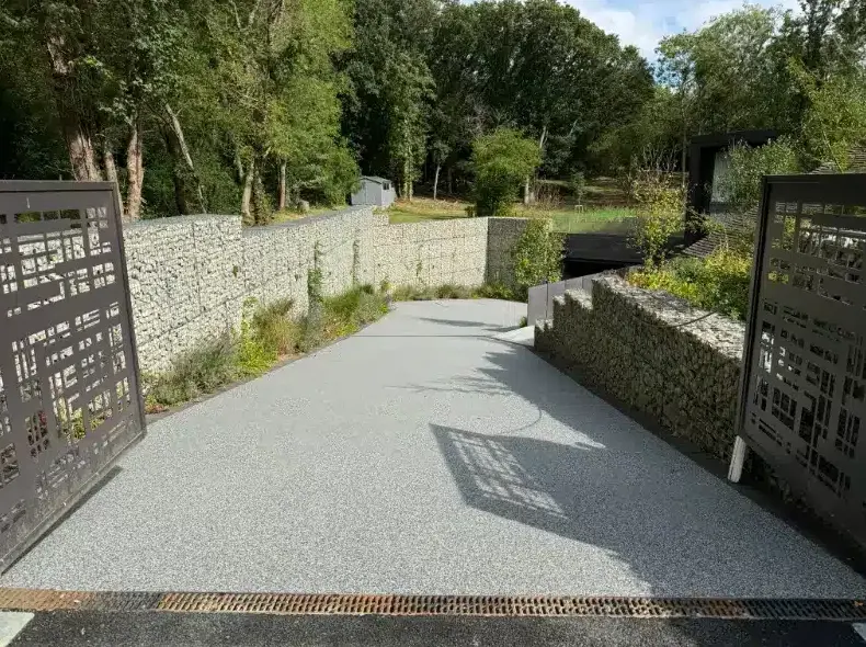 kent resin driveways grey resin driveway gabion walls gates