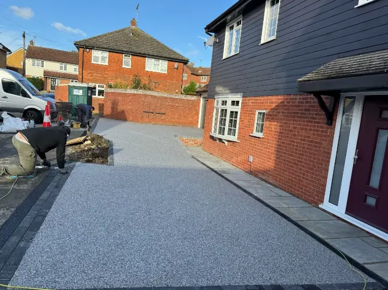 kent resin driveways grey resin driveway installation progress