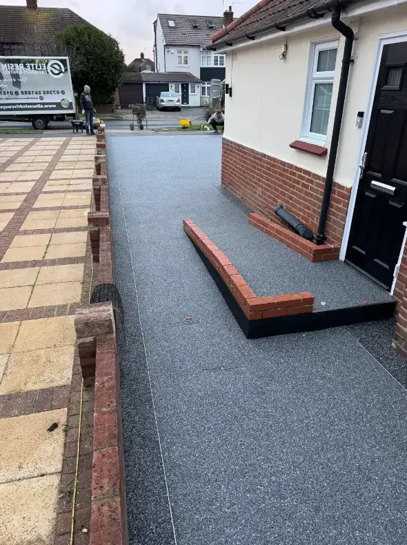 kent resin driveways grey resin side pathway installation