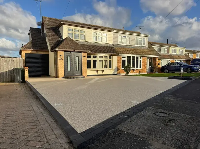 kent resin driveways light grey resin driveway chalet house