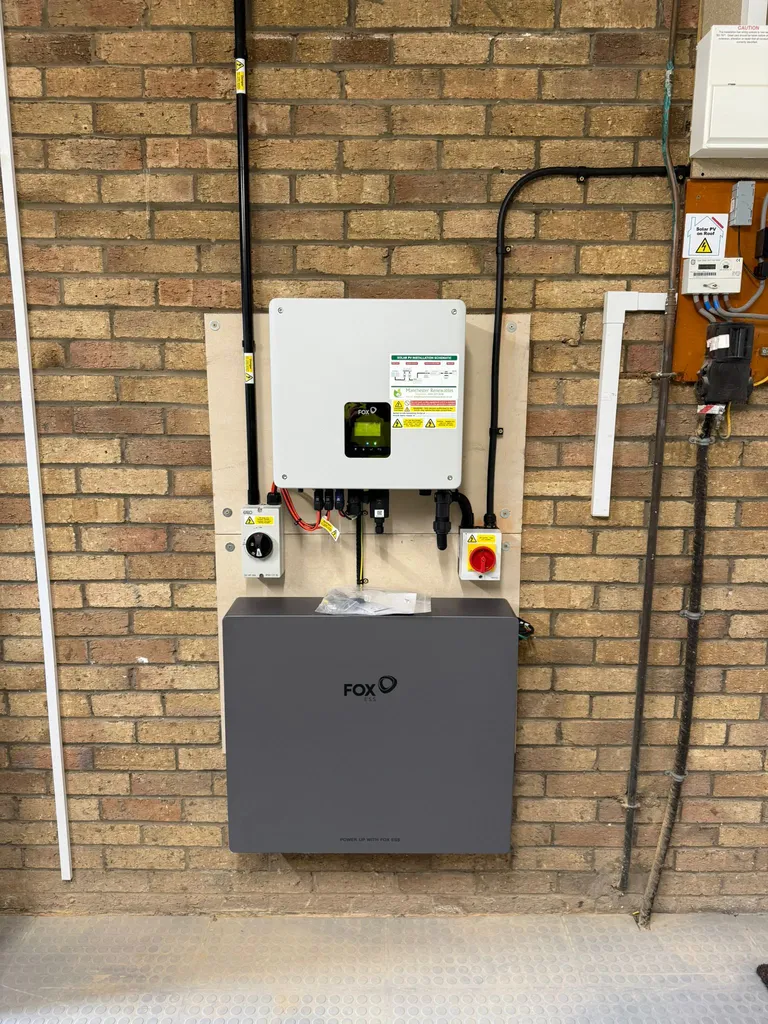 Fox ESS ECS series installation by Manchester Renewables — inverter and battery unit