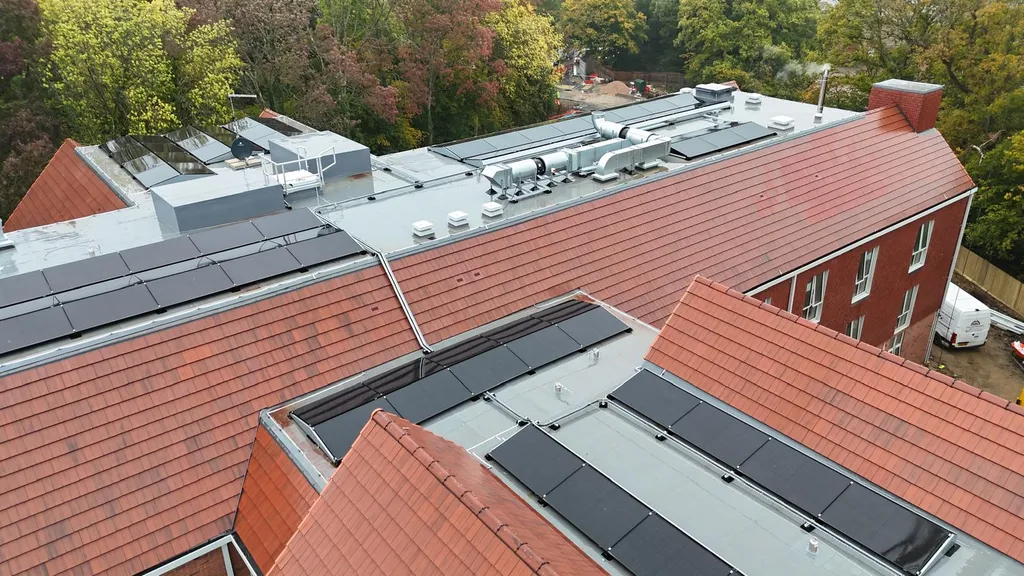 Manchester Renewables care home solar installation — complex roof