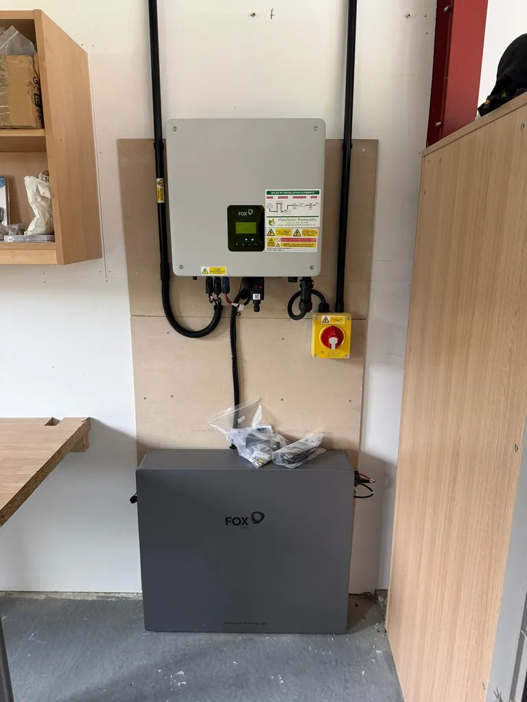 Manchester Renewables branded battery storage installation