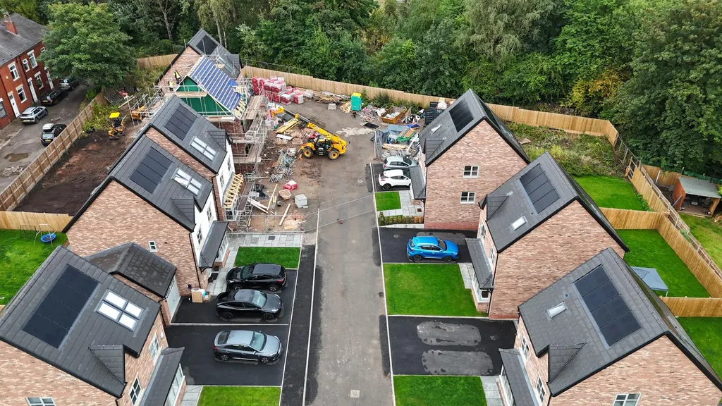 Manchester Renewables new-build estate with solar panels