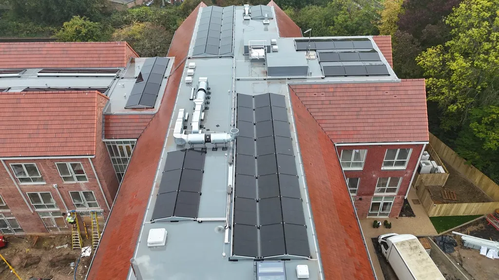 Manchester Renewables solar panels on new-build care home — aerial