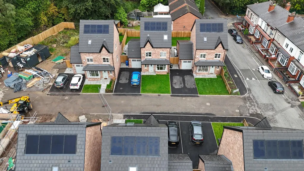 New-build homes with in-roof solar panels in Manchester