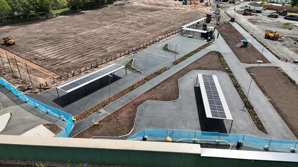 Solar canopy installation at Manchester construction site