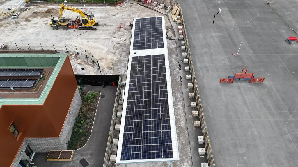 Solar canopy carport at school playground — Manchester Renewables