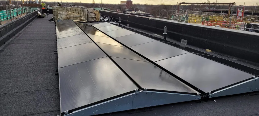 Solar panel mounting system on flat roof in Manchester