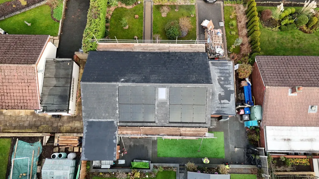 Home solar PV system installed by Manchester Renewables — completed roof installation