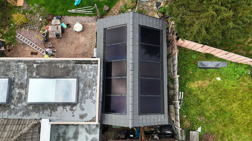 Home solar PV system installed by Manchester Renewables — completed roof installation