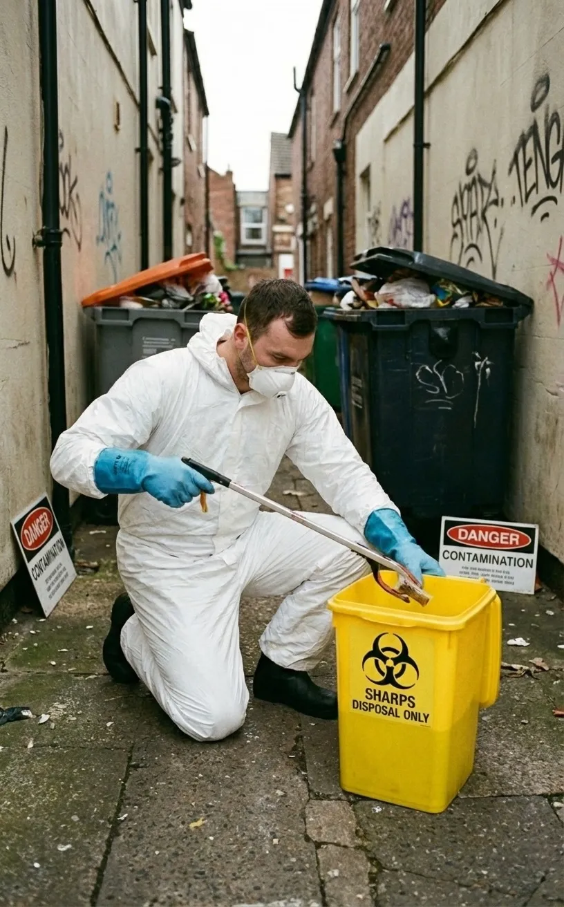 Professional sharps removal and needle disposal services in Greater Manchester by Prestige Biohazard Cleaning