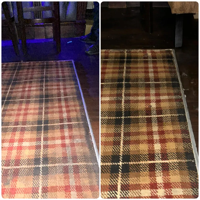 Tartan rug before and after cleaning