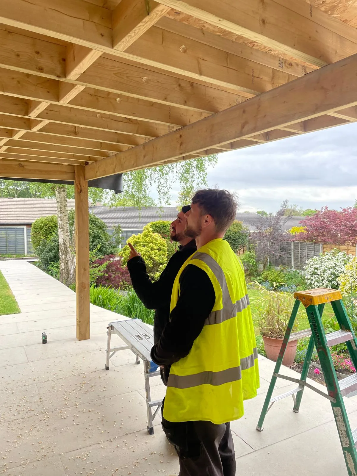 Steels Electrical electricians planning the lighting layout for a garden room in Hyde, Tameside
