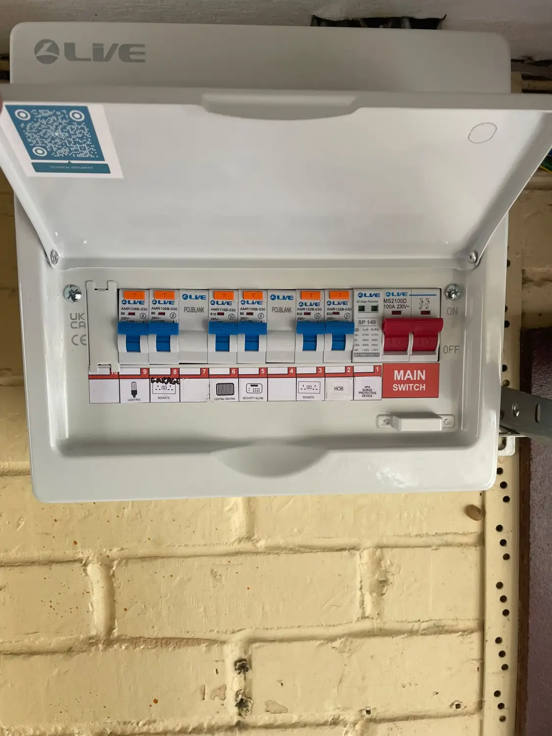 New Live RCBO consumer unit with surge protection (SPD) installed and labelled in Chadderton, Oldham, by Steels Electrical